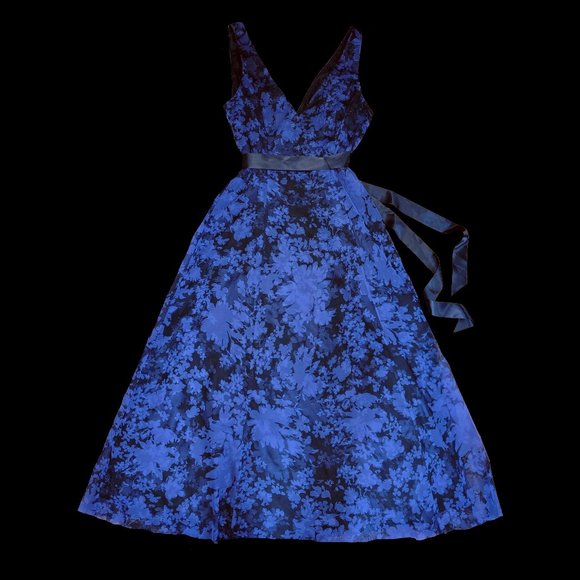 Papell Boutique Dresses & Skirts - "Papell Boutique Evening" black and purple floral a line fluffy party dress